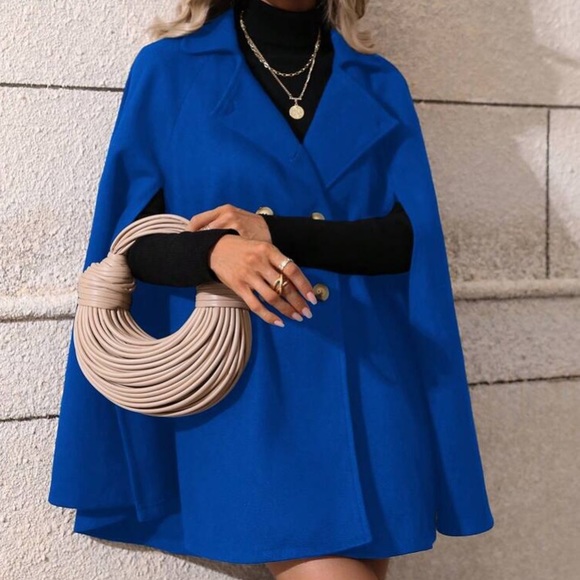 Luxe button up double breasted cape coat - Picture 10 of 12